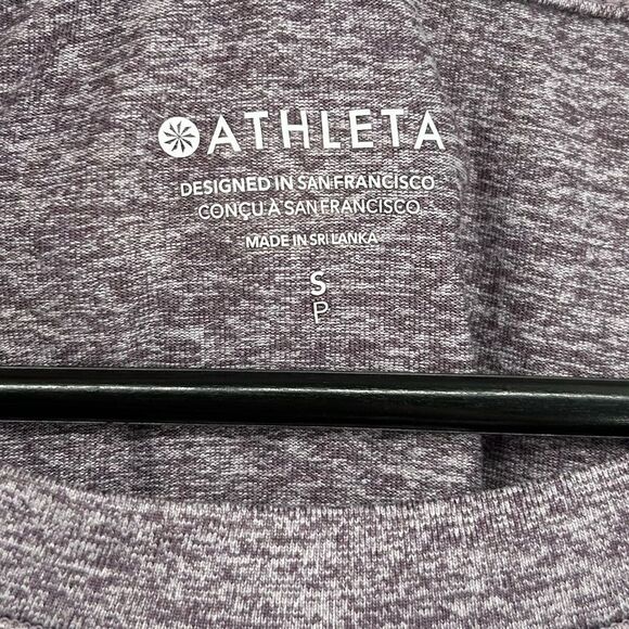 Athleta Uptempo Long Sleeve Heathered Top Curved Hem Shirt Purple Small - Picture 4 of 8